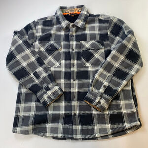 Realtree Fleece Shirt Jacket Mens XL Black Grey Camo Workwear Utility Grunge